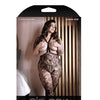 Sheer Fantasy Floral Lace Suspender Stockings w/Stud Detail Black QN