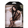 Sheer Fantasy Mixed Signals Halter Tie Gartered Teddy w/Attached Back Seam Stockings Black O/S