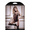 Sheer Fantasy Royal Treatment Rhinestone Gartered Teddy w/Attached Stockings Black O/S