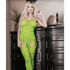 Sheer Cosmic Love Strappy Geometric Gartered Bodystocking - Neon Green