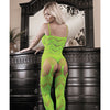 Sheer Cosmic Love Strappy Geometric Gartered Bodystocking - Neon Green