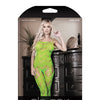 Sheer Cosmic Love Strappy Geometric Gartered Bodystocking - Neon Green