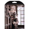 Fantasy Sheer Power Moves Cutout Net Dress w/Attached Garter Stockings Black O/S