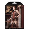 Sheer Body Language Halter Dress w/Attached Stockings & Red Floral Design - Black