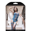 Sheer Sky is the Limit Opaque Gartered Bodystocking - Blue