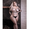 Sheer Stunner Rhinestone Fishnet Long Sleeve Top & Crotchless Tights Black QN