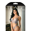 Tease Reese Butterfly Embroidered Mesh Bustier & Panty - Periwinkle