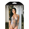 Tease Vanessa Butterfly Embroidered Mesh Snap Crotch Teddy - Periwinkle