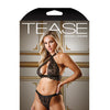 Tease Kylie Metallic Lace Bralette Halter & Cut Out Panty Black S/M