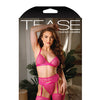 Tease Fallon Geometric Bralette, Garter Belt & Panty Pink M/L