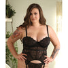Tease Parker Eyelash Lace Gartered Bustier & G-String Black 1X/2X