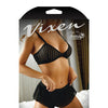 Vixen Striped Mesh Bralette & Shorties Black L/XL