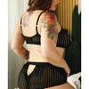 Vixen Striped Mesh Bralette & Shorties Black QN