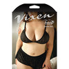 Vixen Striped Mesh Bralette & Shorties Black QN