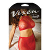 Vixen High Neck Halter Net Top & Tie Back Skirt Red L/XL