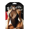 Vixen Text Me Back Halter Tie Teddy w/Attached Leg Garters Black O/S