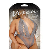 Vixen Perfect Storm Halter Tie Lace Teddy w/Front Panel Ribbon Lace Up Detail QN