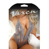 Vixen Perfect Storm Halter Tie Lace Teddy w/Front Panel Ribbon Lace Up Detail O/S