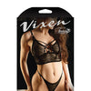 Vixen Call Me Yours Lace Bralette w/Grommet Detail & Panty Black L/XL