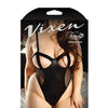 Vixen Dirty Little Secret Wetlook & Mesh Caged Bra Teddy w/Snap Closure Black QN