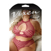 Vixen Just Like Magic Stretch Net Halter Top & Panty Mulberry QN