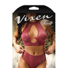Vixen Just Like Magic Stretch Net Halter Top & Panty Mulberry O/S