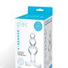 Glas 4" Beaded Glass Butt Plug w/Tapered Base - Clear