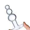 Glas 4" Beaded Glass Butt Plug w/Tapered Base - Clear