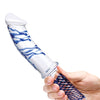 Glas 11" Realistic Double Ended Glass Dildo w/Handle - Blue