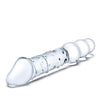 Glas 12" Double Ended Glass Dildo w/Anal Beads - Clear