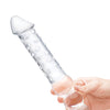 Glas 12" Double Ended Glass Dildo w/Anal Beads - Clear
