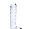 Glas 8" Realistic Ribbed Glass G-Spot Dildo w/Balls - Clear