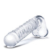 Glas 8" Realistic Ribbed Glass G-Spot Dildo w/Balls - Clear