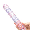 Glas 9" Purple Rose Nubby Glass Dildo - Purple/Pink