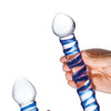 Glas 2 pc Double Penetration Glass Swirly Dildo & Buttplug Set - Clear
