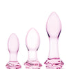Glas 3 pc Rosebud Butt Plug Set - Pink
