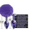 Nixie Metal Butt Plug Set w/Jewel Inlaid & Pom Pom - Purple Metallic