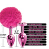 Nixie Metal Butt Plug Set w/Jewel Inlaid & Pom Pom - Pink Metallic