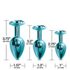 Nixie Metal Butt Plug Trainer Set w/Inlaid Jewel - Blue Metallic