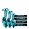 Nixie Metal Butt Plug Trainer Set w/Inlaid Jewel - Blue Metallic