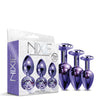 Nixie Metal Butt Plug Trainer Set w/Inlaid Jewel - Purple Metallic