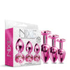 Nixie Metal Butt Plug Trainer Set w/Inlaid Jewel - Pink Metallic