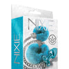 Nixie Metal Butt Plug w/Inlaid Jewel & Fur Cuff Set - Blue Metallic