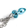 Nixie Metal Butt Plug w/Inlaid Jewel & Fur Cuff Set - Blue Metallic
