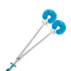 Nixie Metal Butt Plug w/Inlaid Jewel & Fur Cuff Set - Blue Metallic
