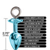 Nixie Metal Butt Plug w/Inlaid Jewel & Fur Cuff Set - Blue Metallic
