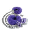 Nixie Metal Butt Plug w/Inlaid Jewel & Fur Cuff Set - Purple Metallic