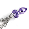 Nixie Metal Butt Plug w/Inlaid Jewel & Fur Cuff Set - Purple Metallic