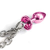 Nixie Metal Butt Plug w/Inlaid Jewel & Fur Cuff Set - Pink Metallic