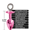 Nixie Metal Butt Plug w/Inlaid Jewel & Fur Cuff Set - Pink Metallic